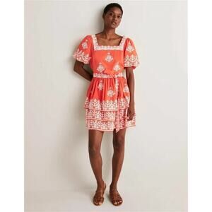 NWT Boden Orange and White Embroidered Dress